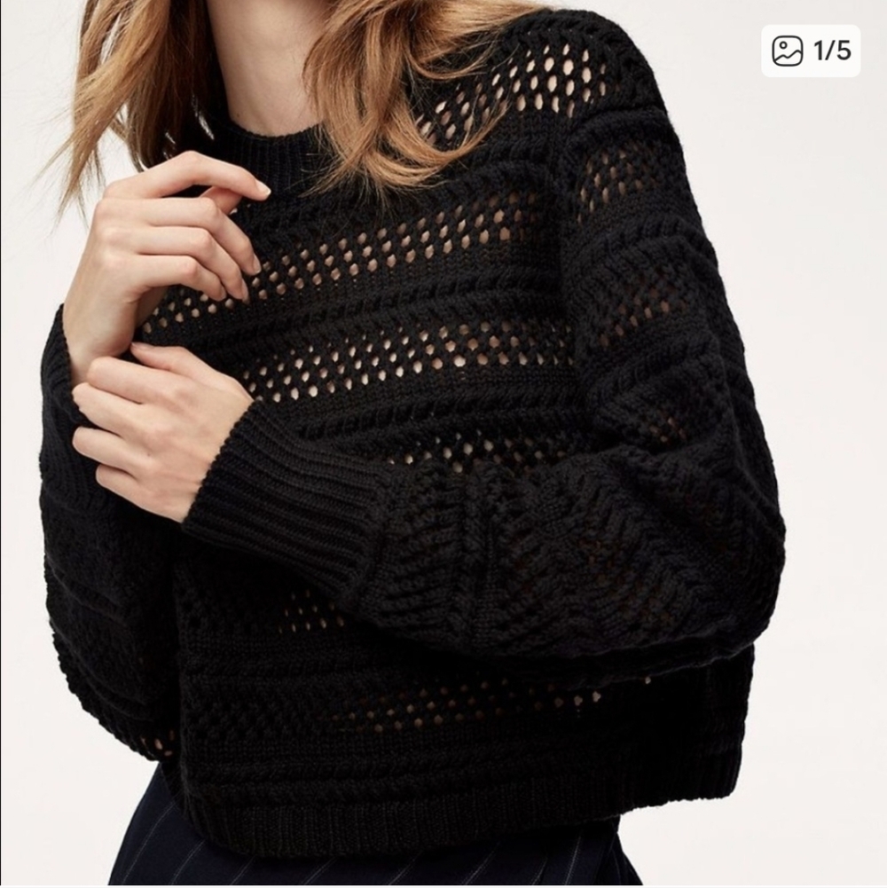 Aritzia Wilfred Fayette 100% Merino Wool Crocheted Sweater Medium